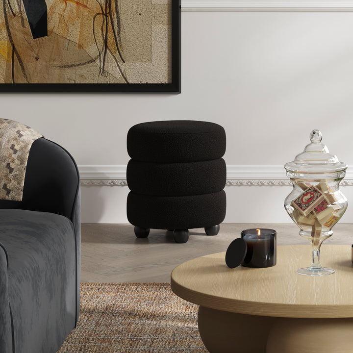 Chelles Black Boucle Pouffe