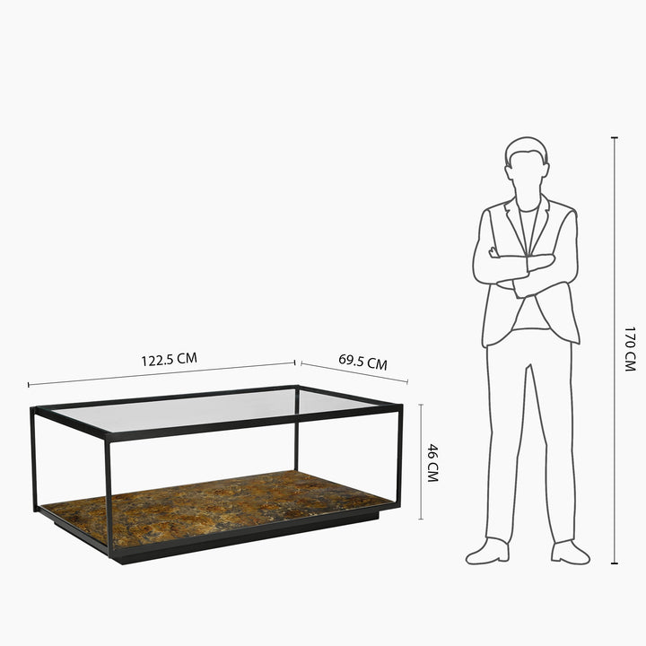 Huelva Iron Coffee Table With Glass Top