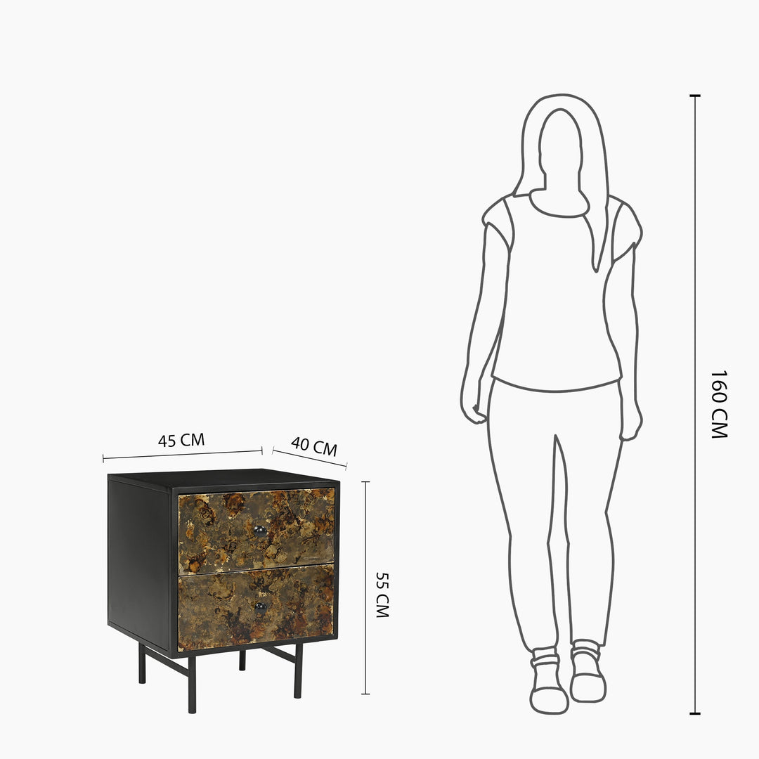 Huelva Two Drawer Iron Side Table