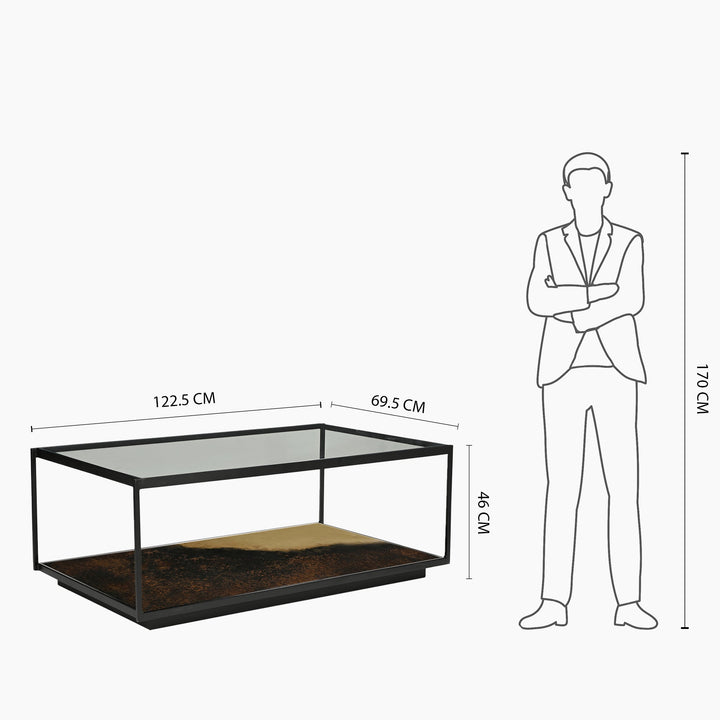 Almira Iron Coffee Table With Glass Top