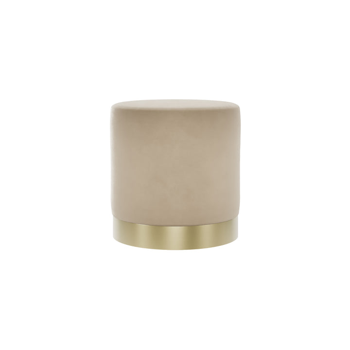 Sete Small Beige Velvet Pouffe