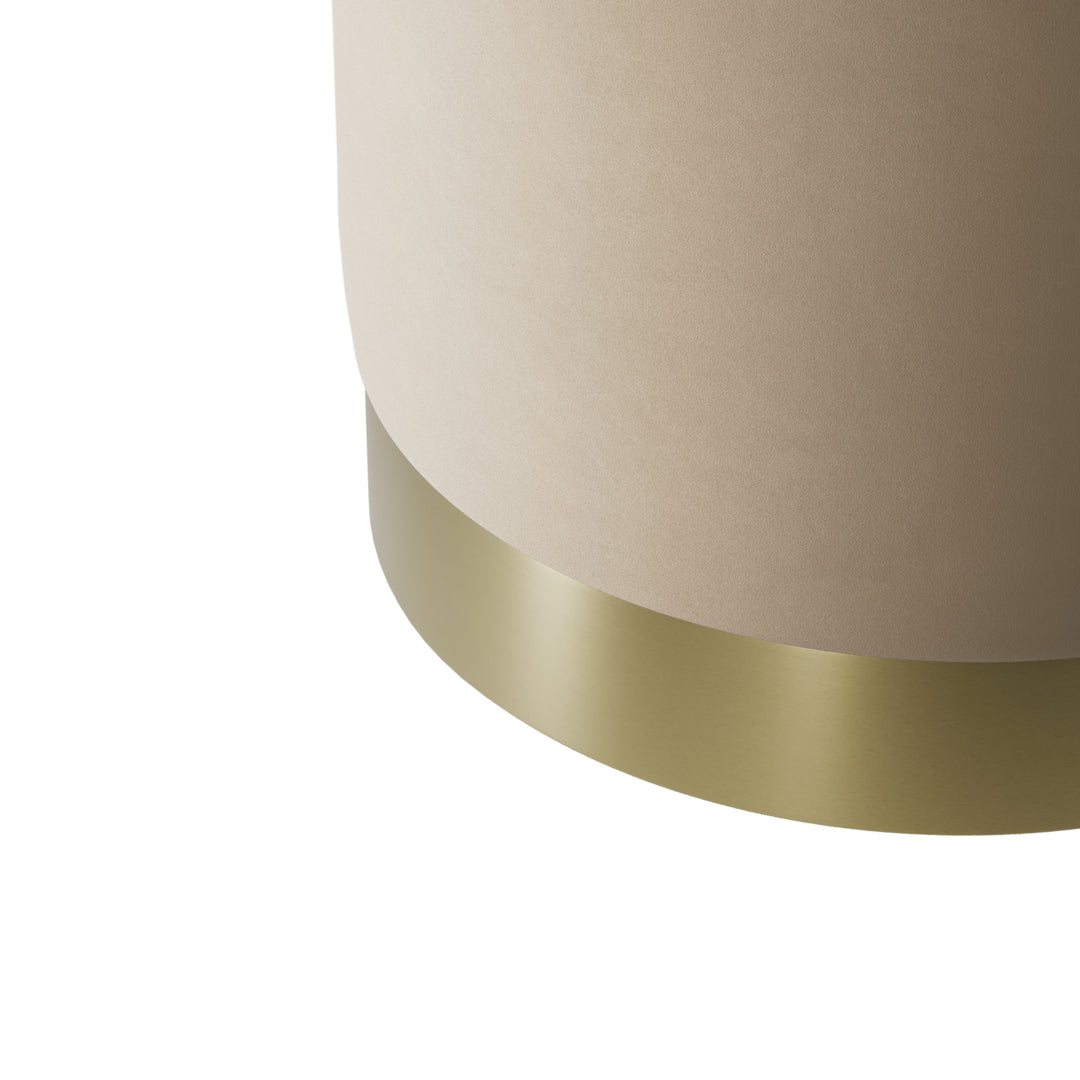 Sete Small Beige Velvet Pouffe