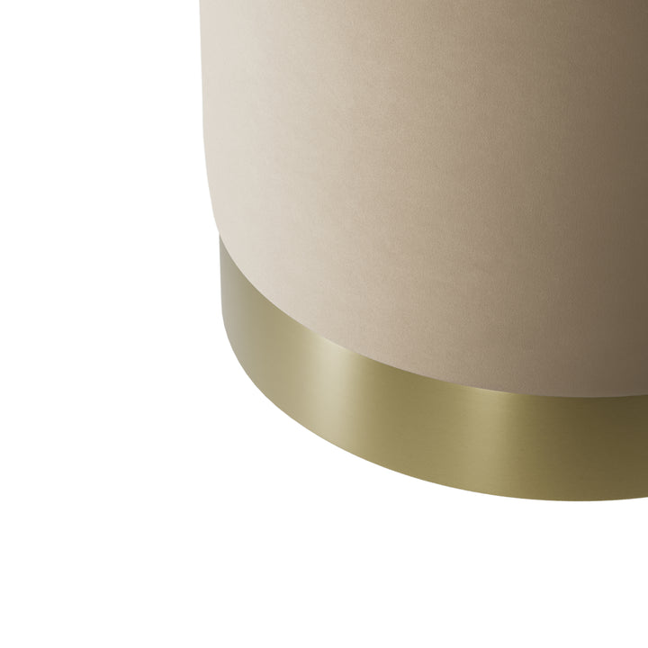 Sete Small Beige Velvet Pouffe
