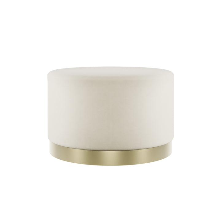 Sete Large Cream Velvet Pouffe