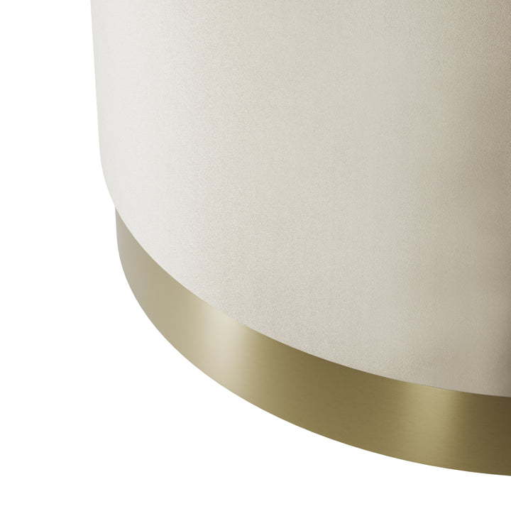 Sete Large Cream Velvet Pouffe