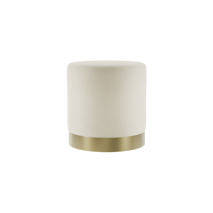 Sete Small Cream Velvet Pouffe