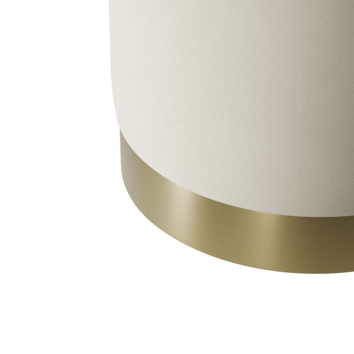 Sete Small Cream Velvet Pouffe