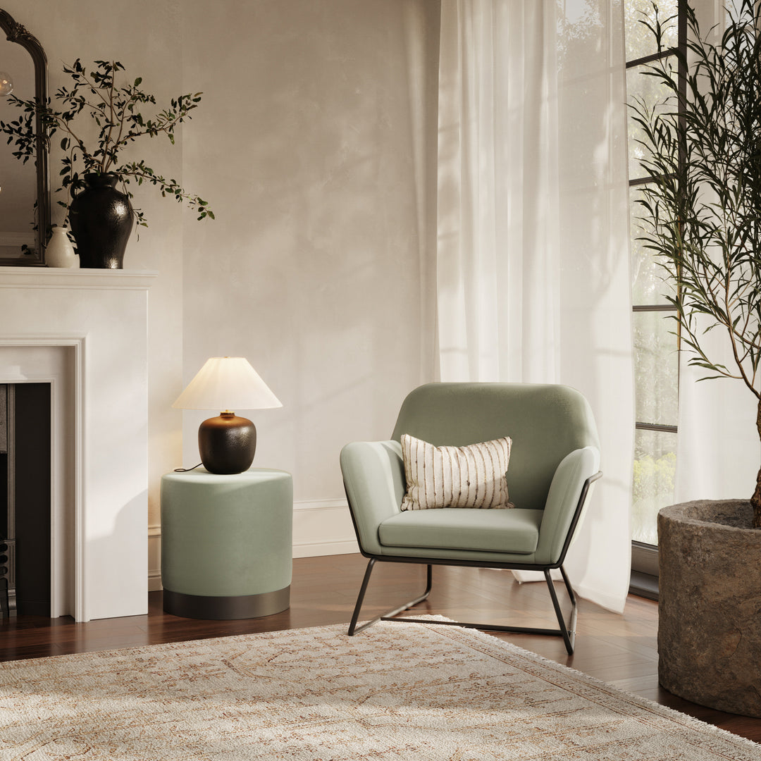 Sete Small Sage Velvet Pouffe