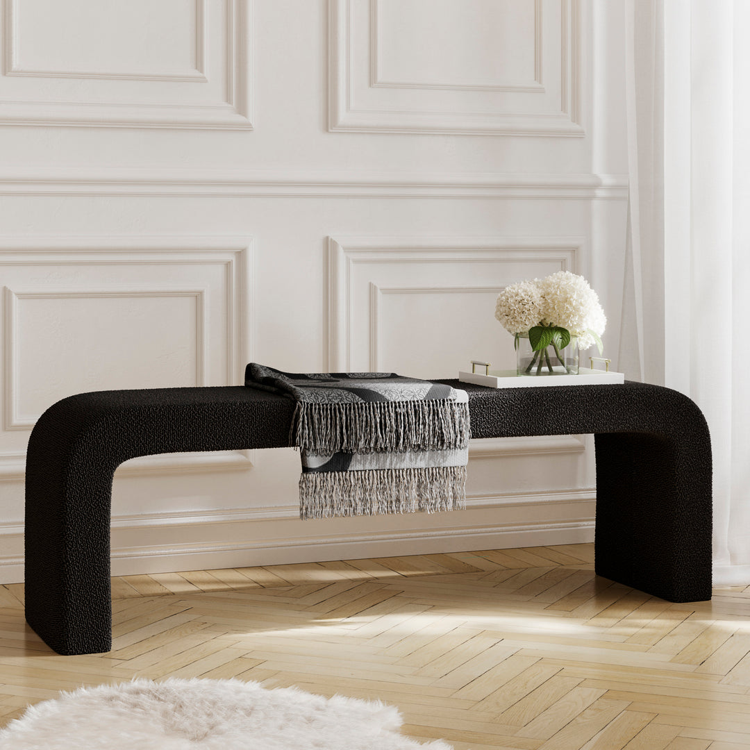 Novi Black Boucle Bench