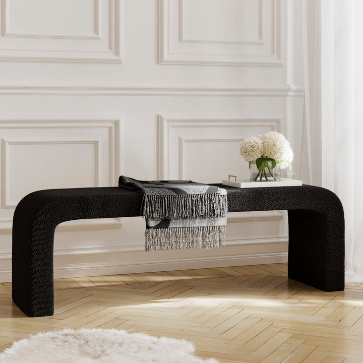 Novi Black Boucle Bench