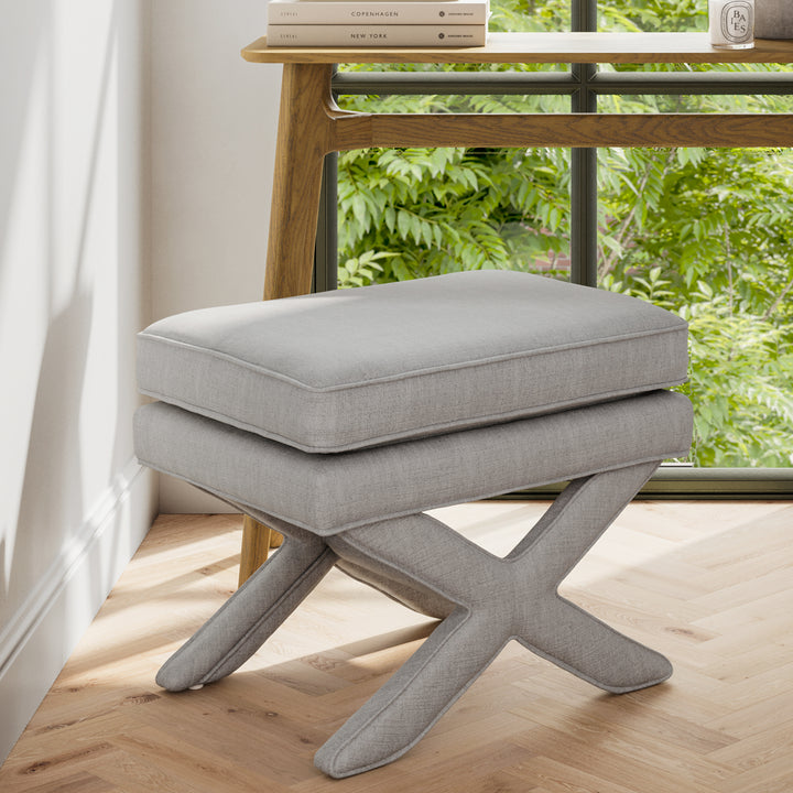 Alva Grey Linen Stool