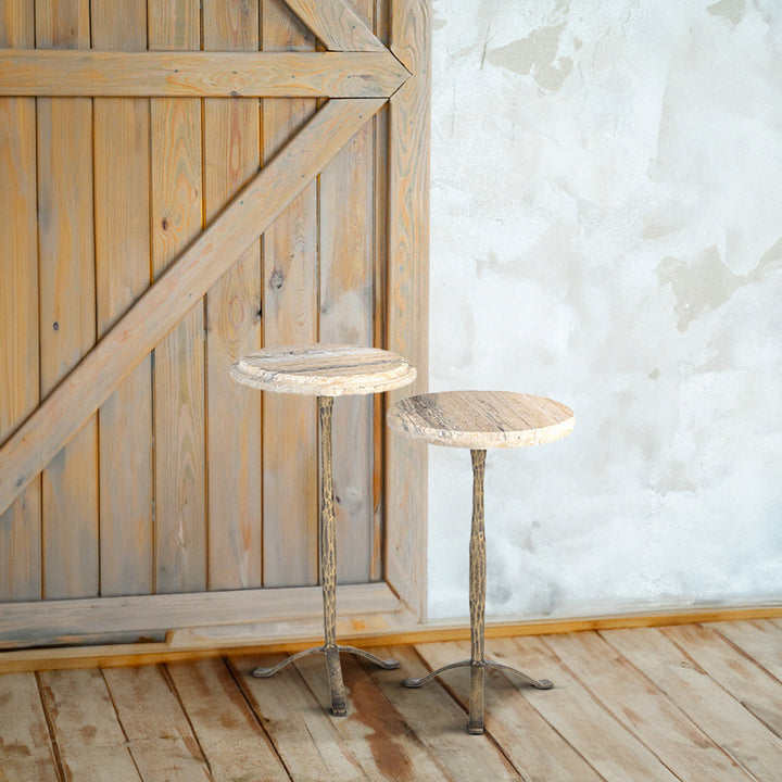 Almaden Italian Marble Set of 2 End Tables