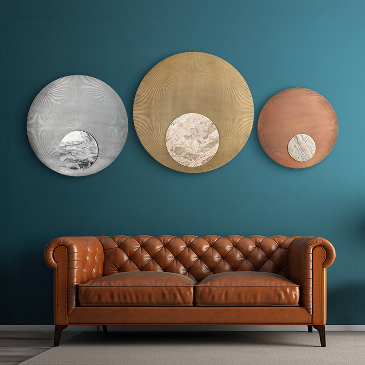 Sotogrande Set of 3 Iron and Marble Wall Art